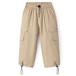 Pine Kids Cotton Woven Full Length Solid Color Track Pant With Cargo Pockets -  Beige