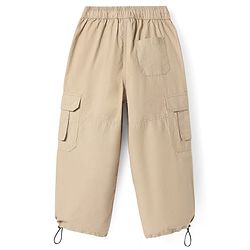 Pine Kids Cotton Woven Full Length Solid Color Track Pant With Cargo Pockets -  Beige