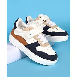 Pine Kids Velcro Closer Casual Shoes - White & Navy Blue