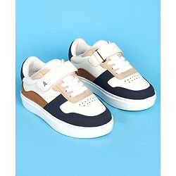 Pine Kids Velcro Closer Casual Shoes - White & Navy Blue
