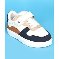 Pine Kids Velcro Closer Casual Shoes - White & Navy Blue