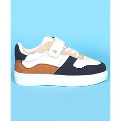 Pine Kids Velcro Closer Casual Shoes - White & Navy Blue