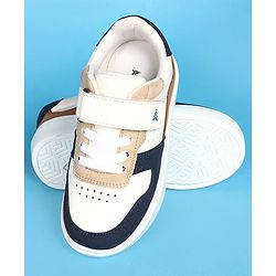 Pine Kids Velcro Closer Casual Shoes - White & Navy Blue