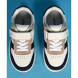 Pine Kids Velcro Closer Casual Shoes - White & Navy Blue
