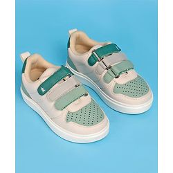 Pine Kids Velcro Closure Casual Shoes - Green & Beige