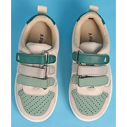 Pine Kids Velcro Closure Casual Shoes - Green & Beige