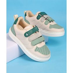 Pine Kids Velcro Closure Casual Shoes - Green & Beige