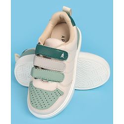 Pine Kids Velcro Closure Casual Shoes - Green & Beige