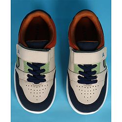 Pine Kids Velcro Closer Casual Shoes with Tape Design - White & Navy Blue