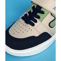 Pine Kids Velcro Closer Casual Shoes with Tape Design - White & Navy Blue