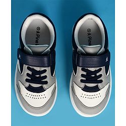 Pine Kids Velcro Closer Casual Shoes - Grey & Navy Blue