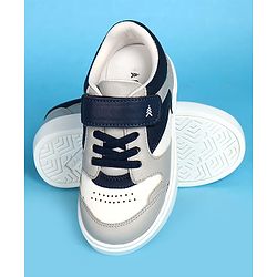 Pine Kids Velcro Closer Casual Shoes - Grey & Navy Blue