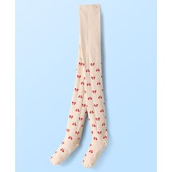 Babyoye Knit Full Length Footed Tights with Bow Design - Tan