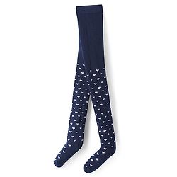 Pine Kids Knit Footed Tights with Hearts Design - Navy Blue