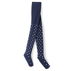Pine Kids Knit Footed Tights with Hearts Design - Navy Blue