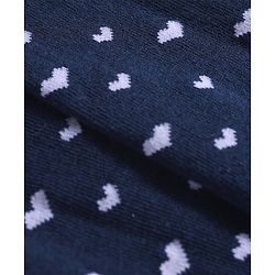 Pine Kids Knit Footed Tights with Hearts Design - Navy Blue