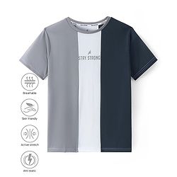 Pine Active Super Microfiber High Resistence Knit Half Sleeves Color Block T-Shirt - Grey