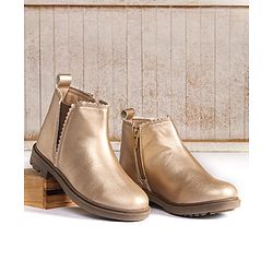 Pine Kids Slip On Winter Boots with Zipper Closure - Tan