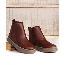 Pine Kids Slip On Winter Boots With Zipper Closure - Brown