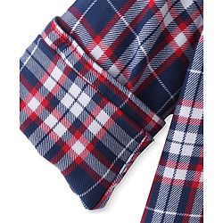 Pine Kids Cotton Woven Full Sleeves Checkered Shirt with Text Printed T-Shirt - Blue & Red