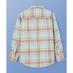 Pine Kids Cotton Woven Full Sleeves Checks Shirt With Inner Tee - Sea Green