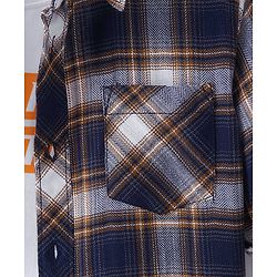 Pine Kids Cotton Woven Full Sleeves  Checkered Shirt with Inner Tee Text Print - Navy & White