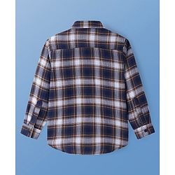 Pine Kids Cotton Woven Full Sleeves  Checkered Shirt with Inner Tee Text Print - Navy & White