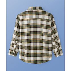 Pine Kids Cotton Woven Full Sleeves Checkered Shirt with Inner Tee - Olive Green