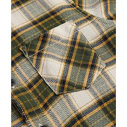 Pine Kids Cotton Woven Full Sleeves Checkered Shirt with Inner Tee - Olive Green
