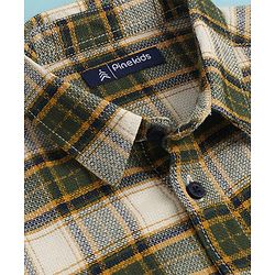 Pine Kids Cotton Woven Full Sleeves Checkered Shirt with Inner Tee - Olive Green