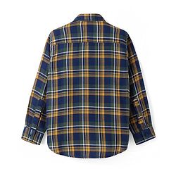 Pine Kids Cotton Woven Full Sleeves Checks Shirt With Inner Tee - Navy & Orange