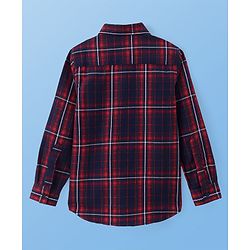 Pine Kids Cotton Woven Full Sleeves Checkered Shirt with Text Printed Inner Tee - Navy Blue