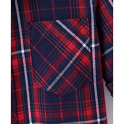 Pine Kids Cotton Woven Full Sleeves Checkered Shirt with Text Printed Inner Tee - Navy Blue