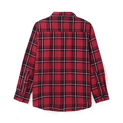 Pine Kids Cotton Woven Full Sleeves Regular Collar Shirt With Checks & Printed Inner Tee - Dark Red & Black