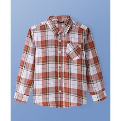 Pine Kids Cotton Woven Full Sleeves Checkered Shirt With Printed T-Shirt - White