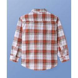 Pine Kids Cotton Woven Full Sleeves Checkered Shirt With Printed T-Shirt - White