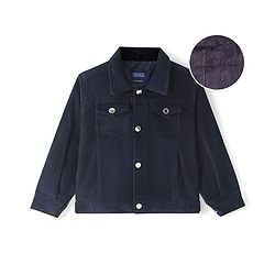Pine Kids Cotton Woven Full Sleeves   Corduroy Jacket - Navy Blue