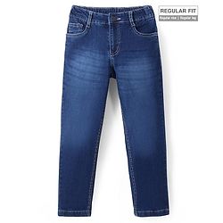 Pine Kids Woven Full Length Solid Jeans - Navy Blue