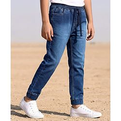 Pine Kids Woven Full Length Solid Denim Jeans - Navy Blue