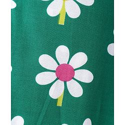 Pine Kids Cotton Woven Half Sleeves Shirt Style Top & Lounge Pants With Floral Print & Embroidery - Lime Green