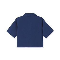 Pine Kids Cotton Woven Half Sleeves Shirt Style Top & Lounge Pants With Floral Print & Embroidery - Navy