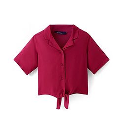 Pine Kids Cotton Woven Half Sleeves Solid Shirt Style Top & Printed Lounge Pants - Maroon