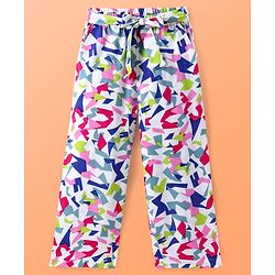 Pine Kids Cotton Woven Half Sleeves Printed Shirt Style Top & Culottes Co-Ord Set - White
