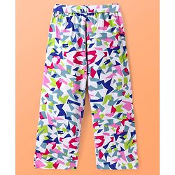 Pine Kids Cotton Woven Half Sleeves Printed Shirt Style Top & Culottes Co-Ord Set - White