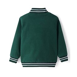 Pine Kids Woven Full Sleeves Bomber Jacket with Text Print & Pockets - Dark Green
