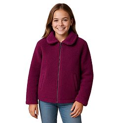 Pine Kids Woven Full Sleeves Collar Neck Front Open Solid Colour Winter Jacket - Burgundy
