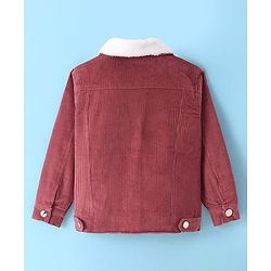 Pine Kids Cotton Woven Full Sleeves  Jacket with Fur Detailing - Dark Red