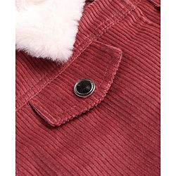 Pine Kids Cotton Woven Full Sleeves  Jacket with Fur Detailing - Dark Red