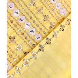 Pine Kids Woven Sequinned Sleeveless Top & Palazzo Set with Shrug-  Light Yellow