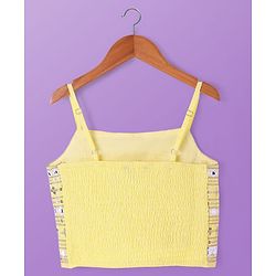 Pine Kids Woven Sequinned Sleeveless Top & Palazzo Set with Shrug-  Light Yellow